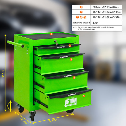 Green Rolling Tool Storage Cabinet