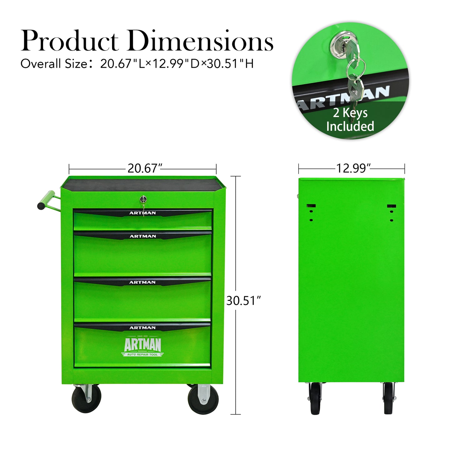 Green Rolling Tool Storage Cabinet