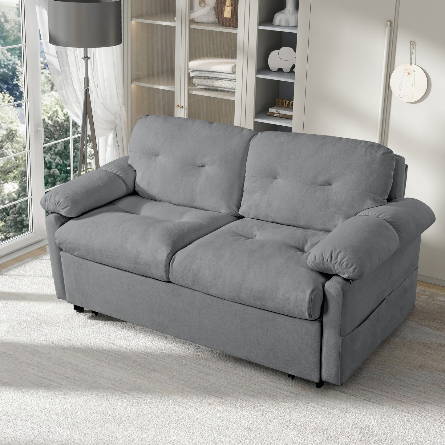 Grey Reversible Sleeper Sofa Chaise