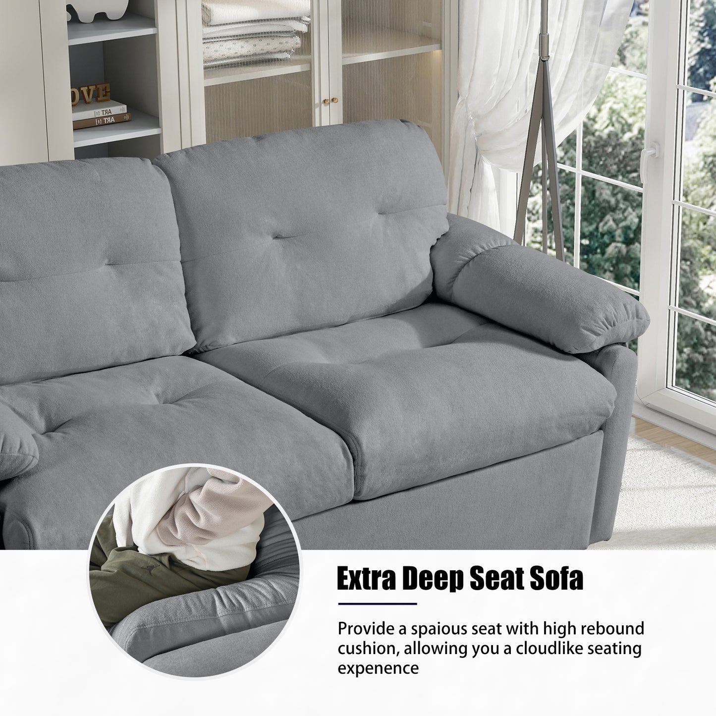 Grey Reversible Sleeper Sofa Chaise