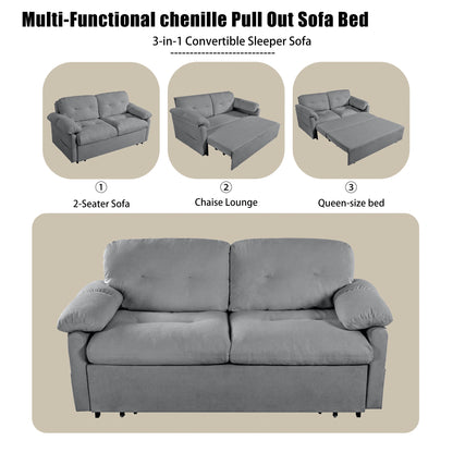 Grey Reversible Sleeper Sofa Chaise
