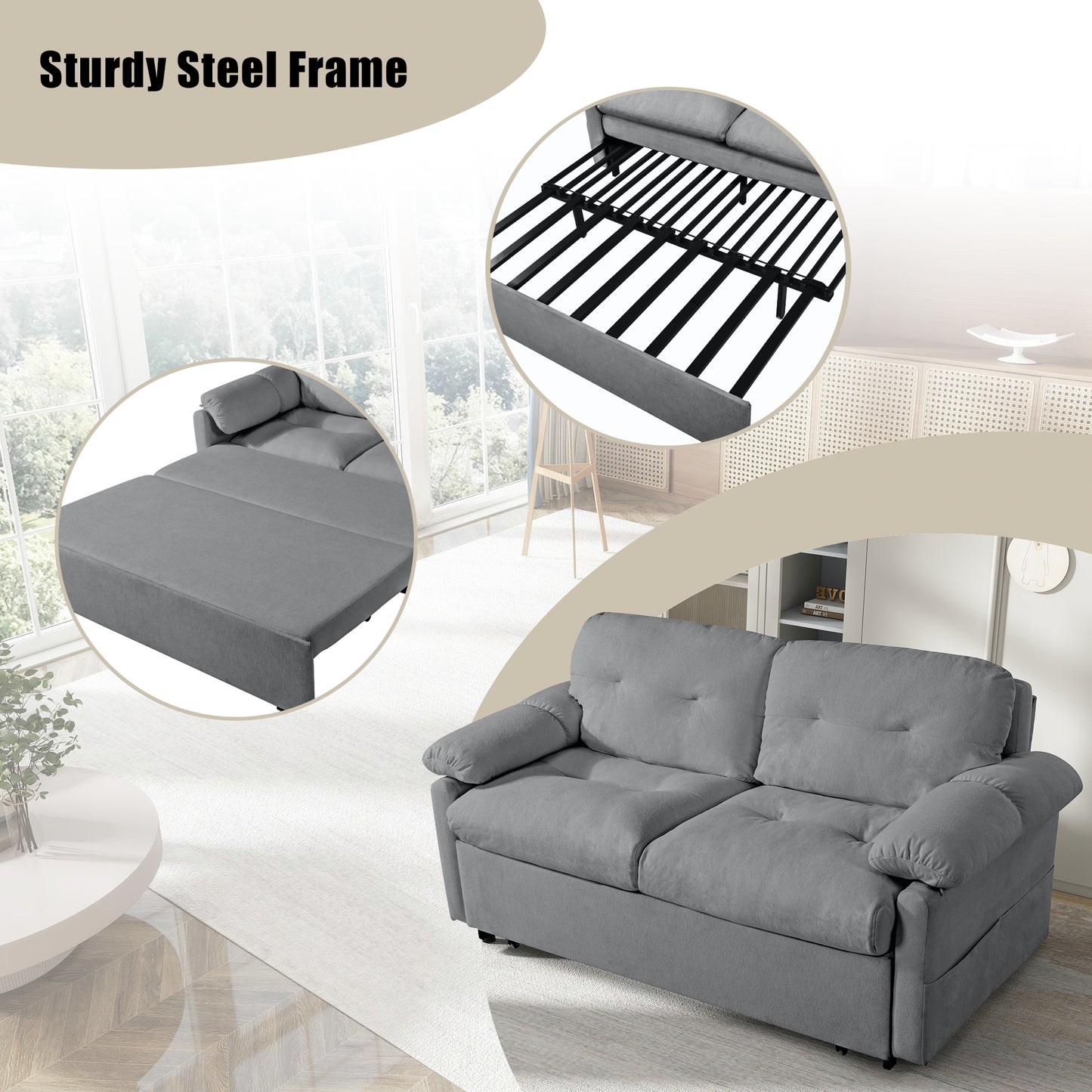 Grey Reversible Sleeper Sofa Chaise