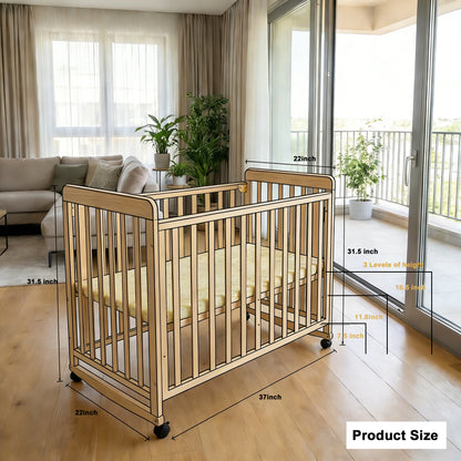 Wooden Baby Cot with Wheels