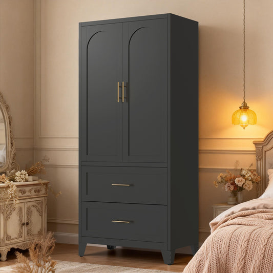 Charcoal 2-Door Wardrobe with Drawers