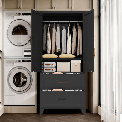 Charcoal 2-Door Wardrobe with Drawers