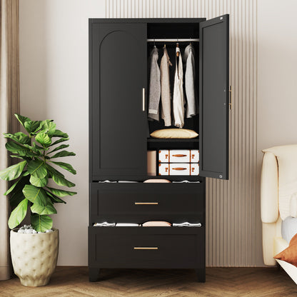 Charcoal 2-Door Wardrobe with Drawers