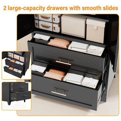 Charcoal 2-Door Wardrobe with Drawers