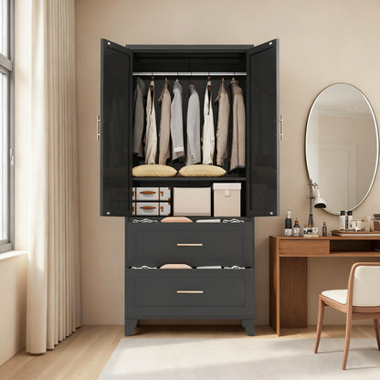 Charcoal 2-Door Wardrobe with Drawers
