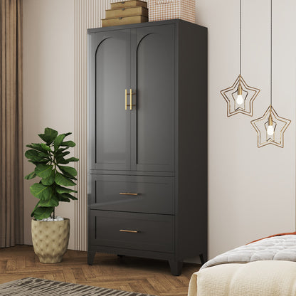 Charcoal 2-Door Wardrobe with Drawers