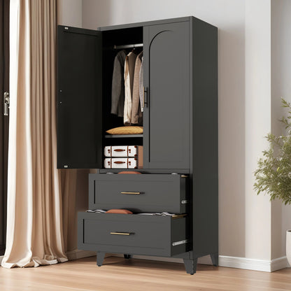 Charcoal 2-Door Wardrobe with Drawers