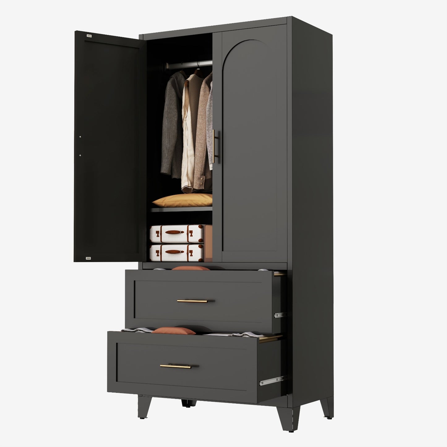 Charcoal 2-Door Wardrobe with Drawers
