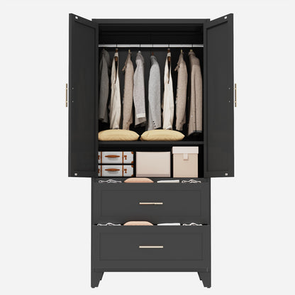 Charcoal 2-Door Wardrobe with Drawers