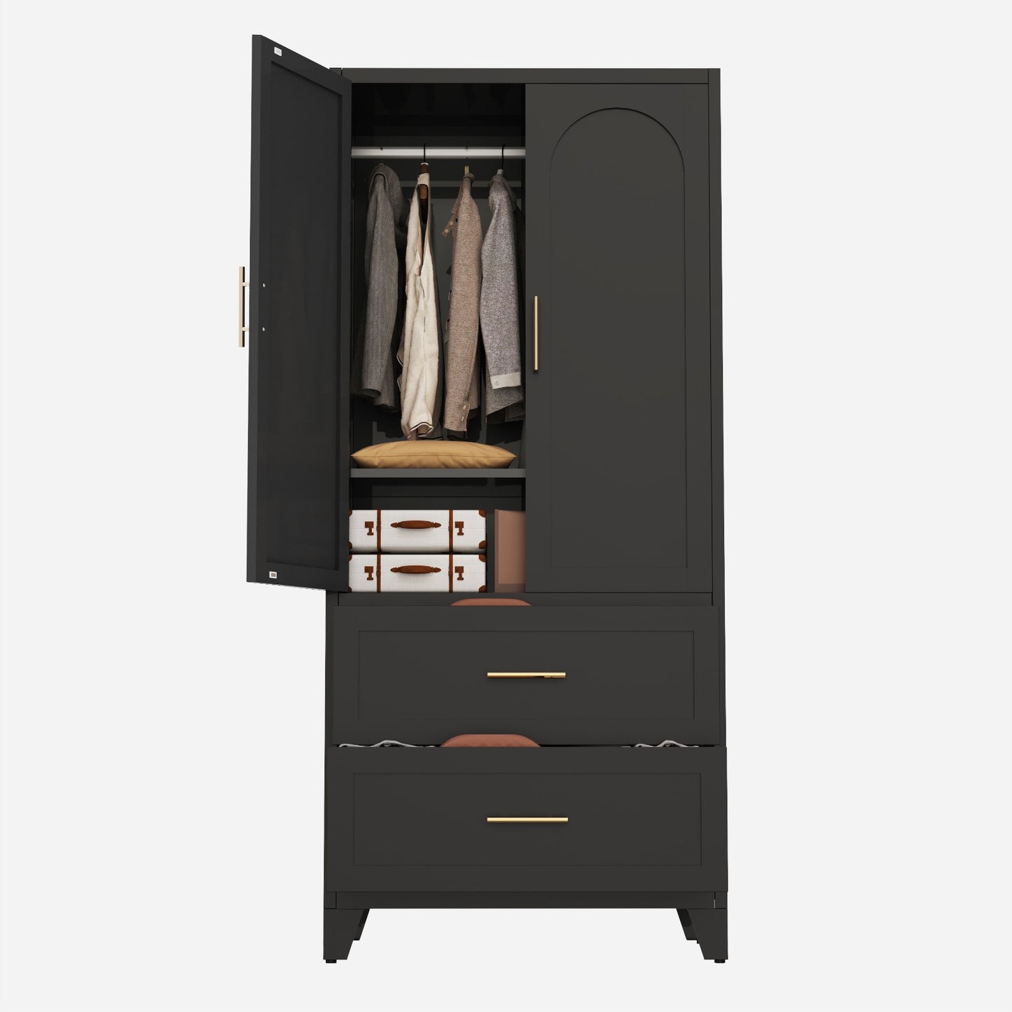 Charcoal 2-Door Wardrobe with Drawers