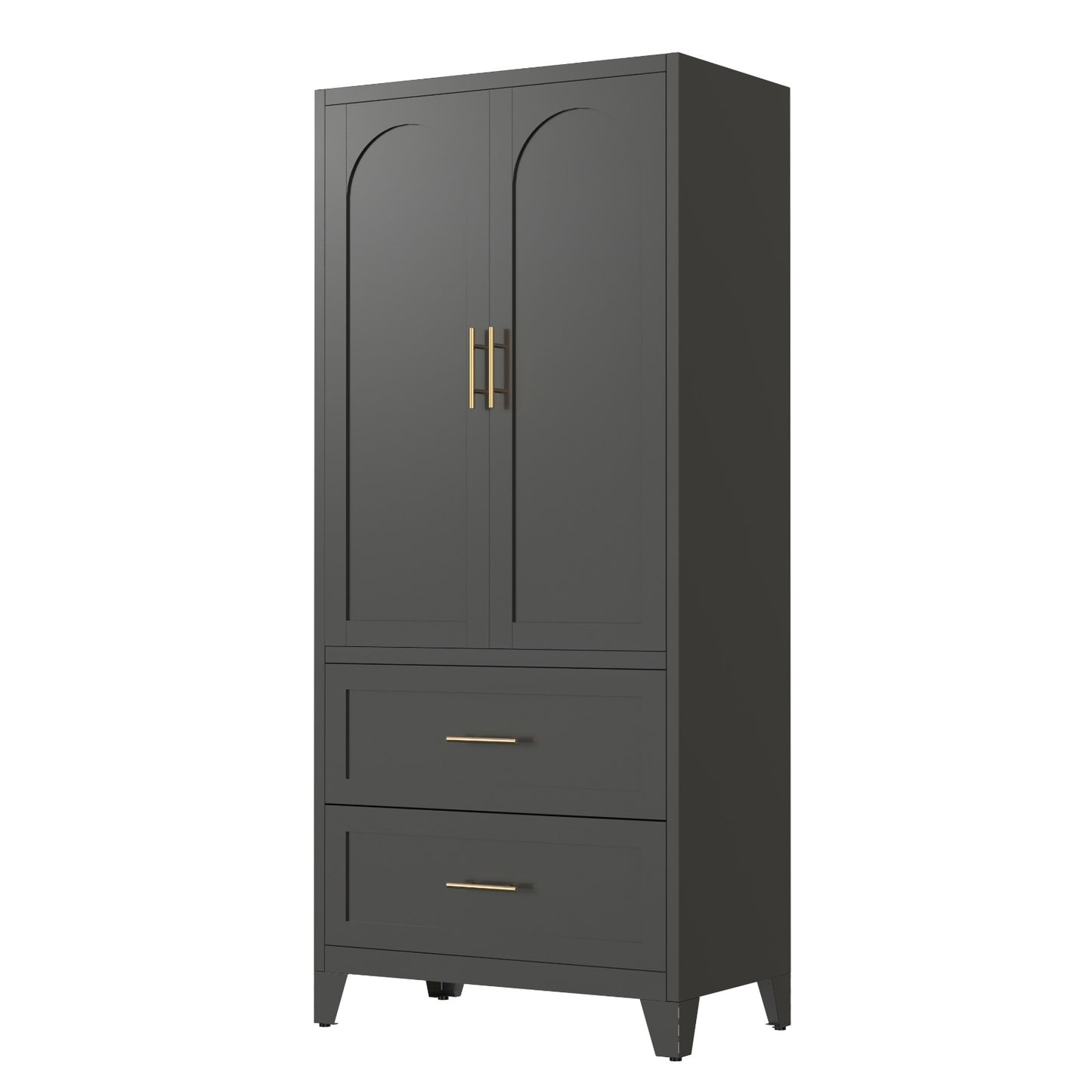 Charcoal 2-Door Wardrobe with Drawers