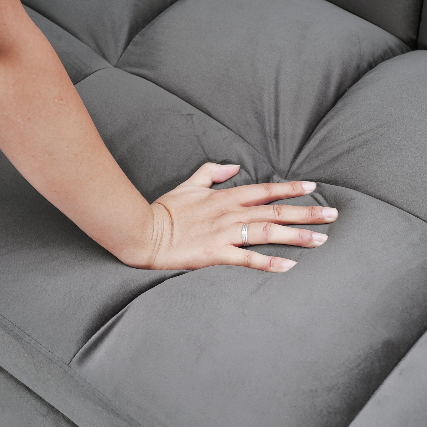 Grey Convertible Sofa Bed with Pull-Out Sleeper