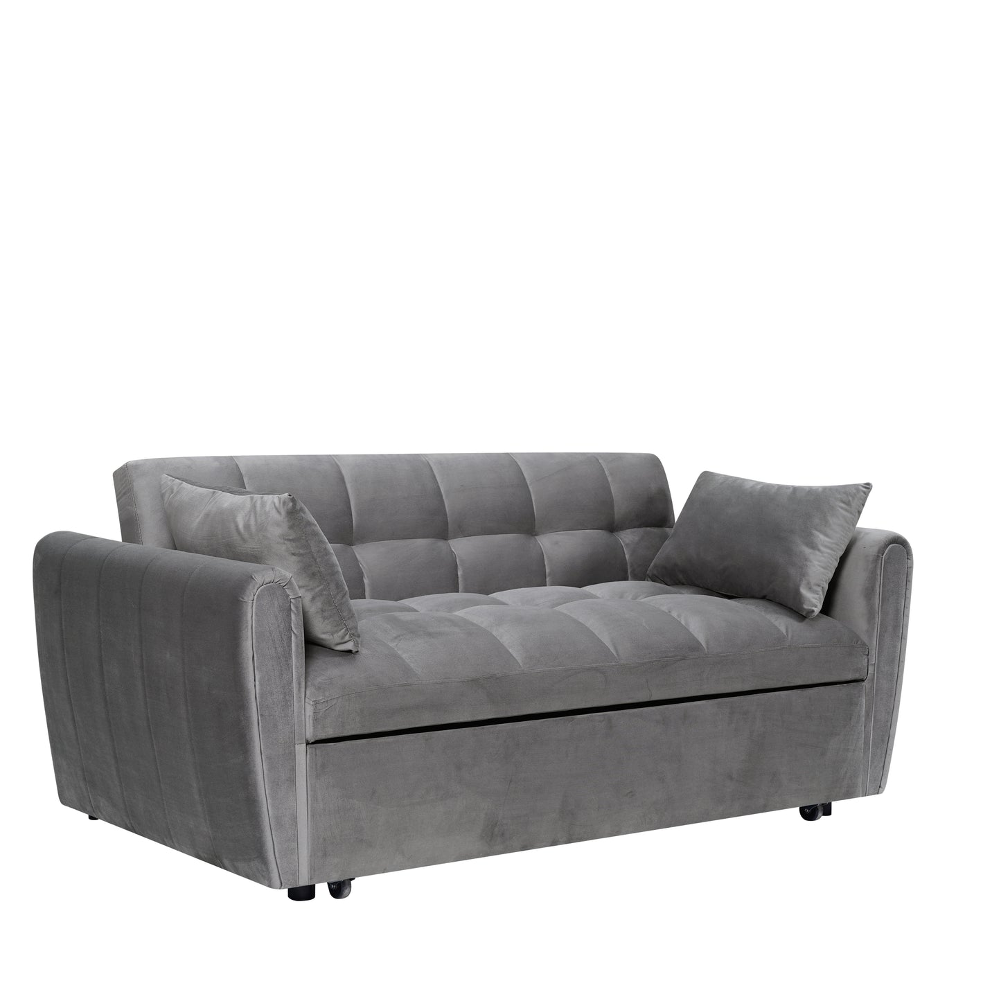 Grey Convertible Sofa Bed with Pull-Out Sleeper