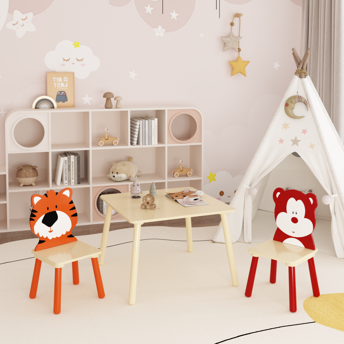 Animal Kids Table and Chairs Set