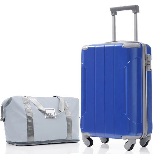 Blue Carry-On Luggage Set with Matching Travel Bag
