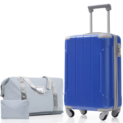 Blue Carry-On Luggage Set with Matching Travel Bag