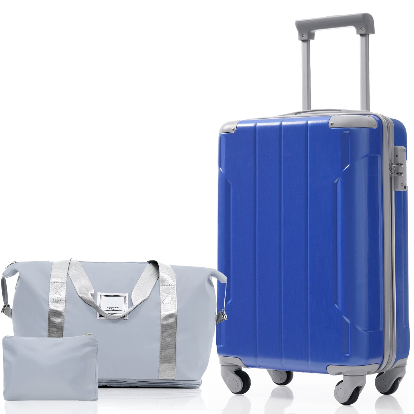 Blue Carry-On Luggage Set with Matching Travel Bag