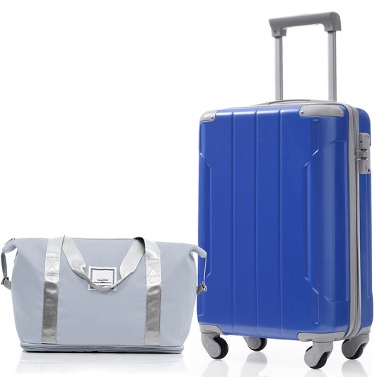 Blue Carry-On Luggage Set with Matching Travel Bag