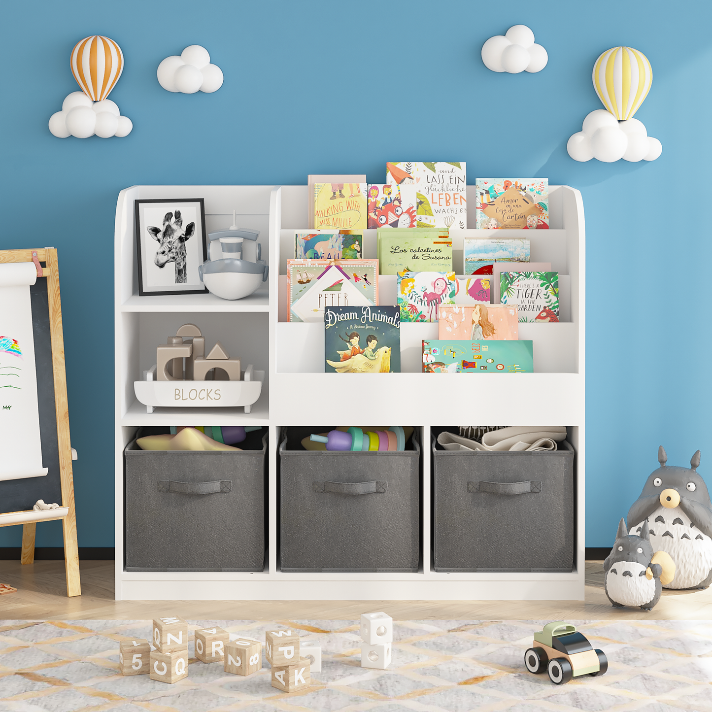 Grey Kids Storage Bookcase