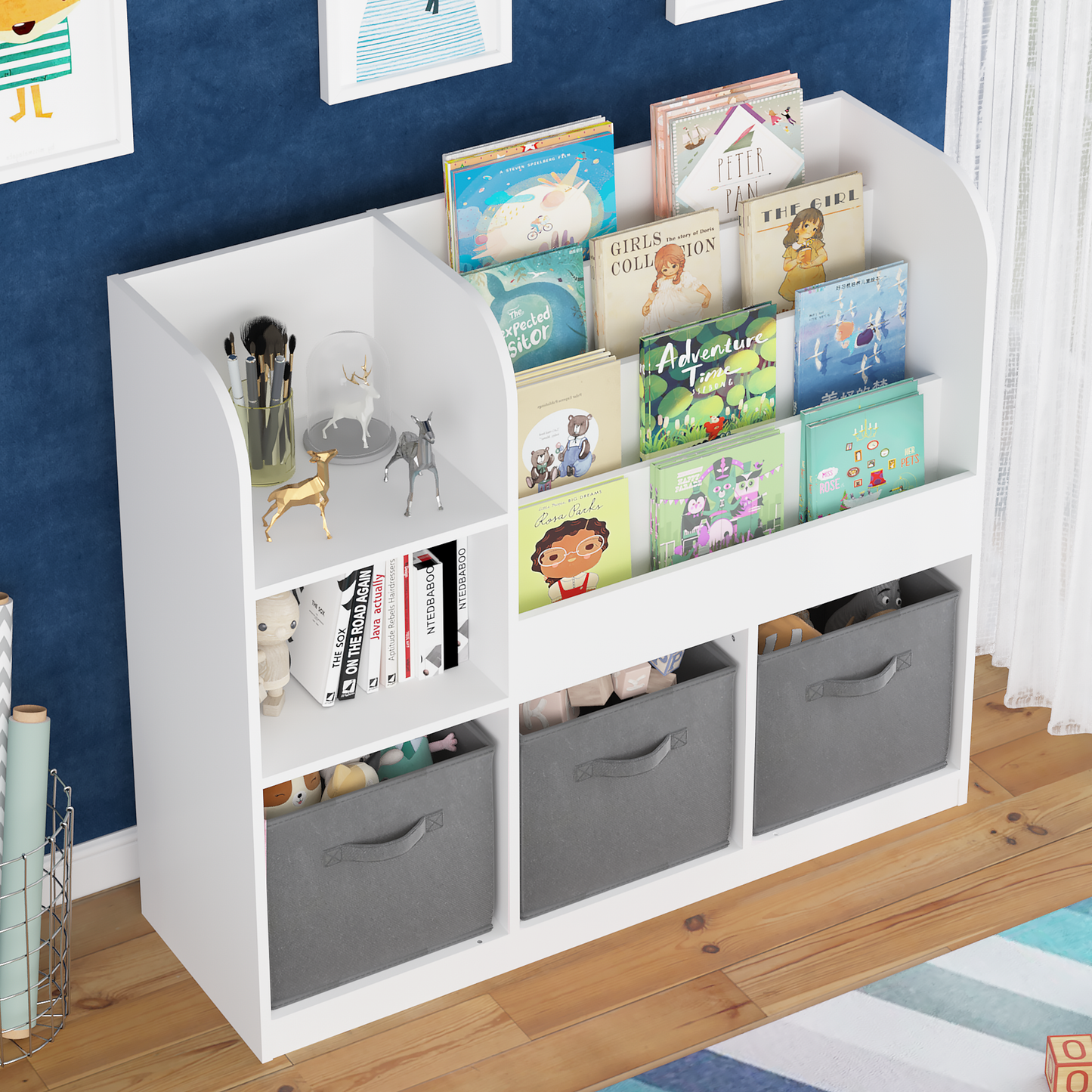 Grey Kids Storage Bookcase