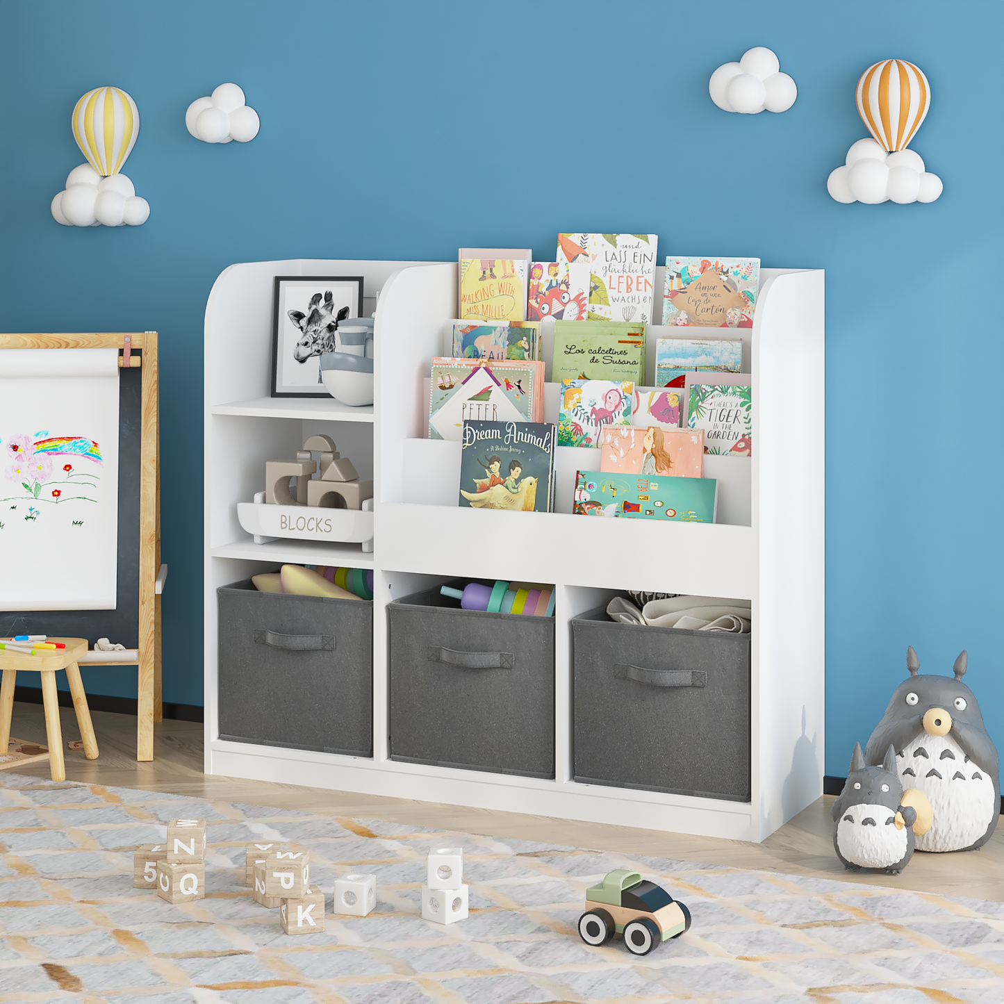 Grey Kids Storage Bookcase