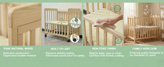 Wooden Baby Cot with Wheels