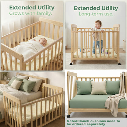 Wooden Baby Cot with Wheels