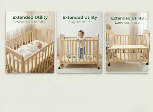 Wooden Baby Cot with Wheels