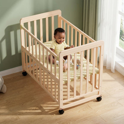 Wooden Baby Cot with Wheels