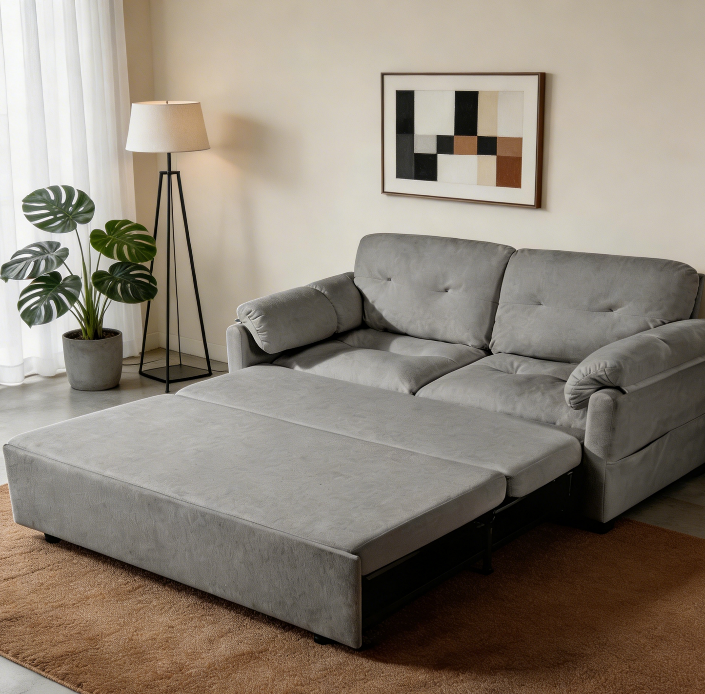 Grey Reversible Sleeper Sofa Chaise