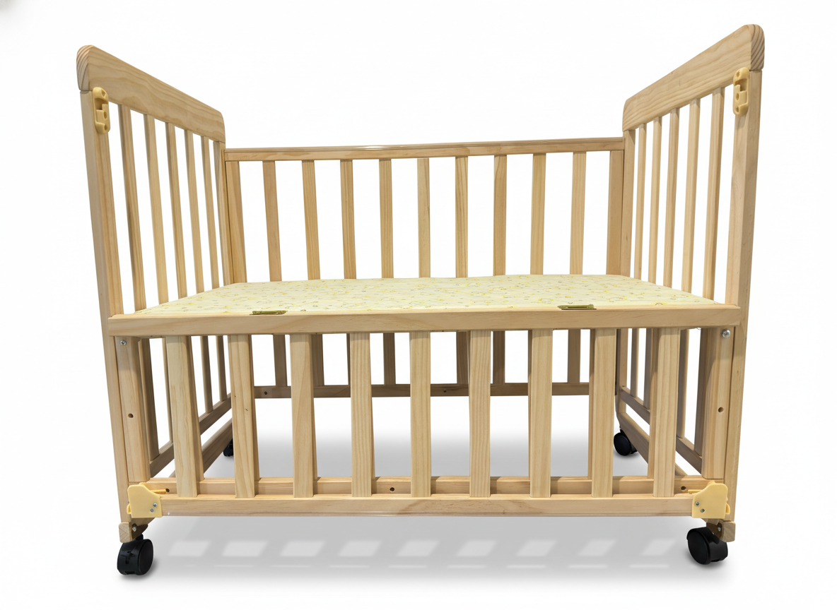 Wooden Baby Cot with Wheels