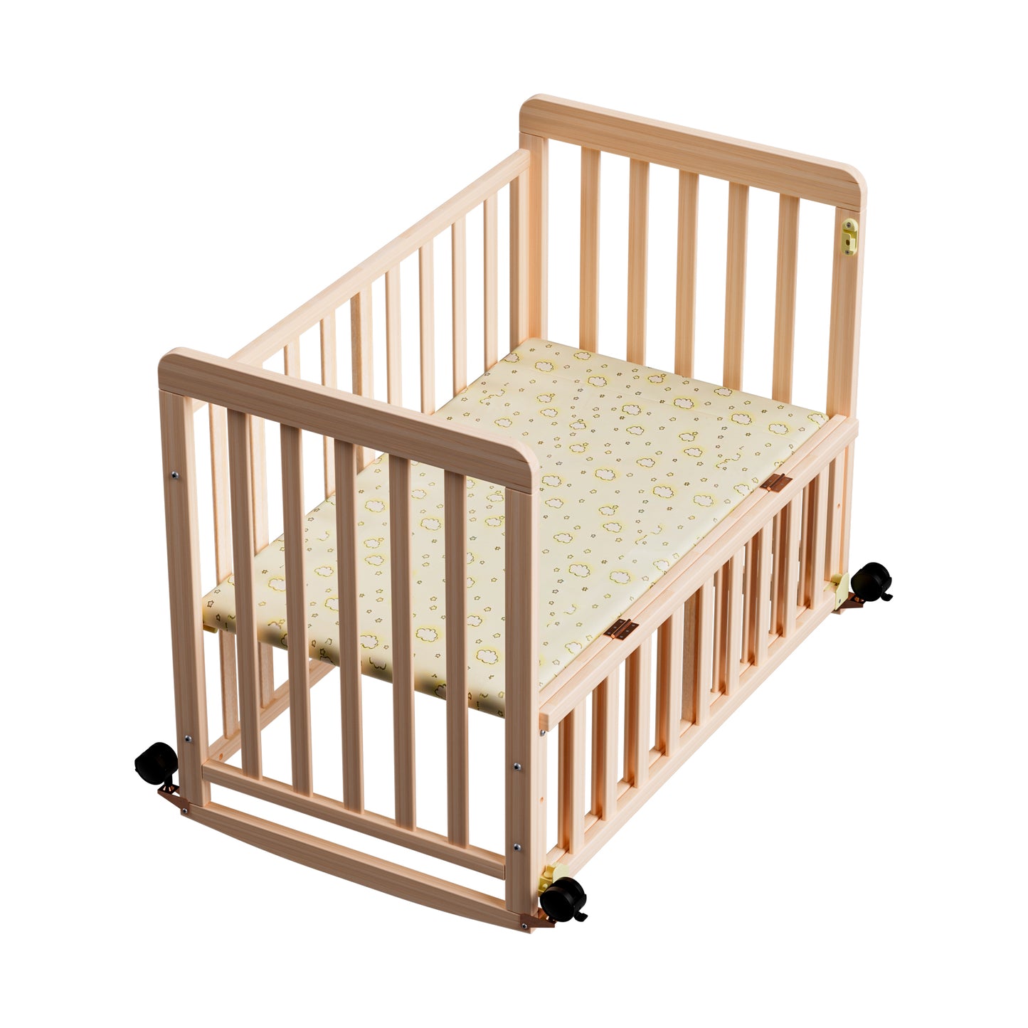 Wooden Baby Cot with Wheels
